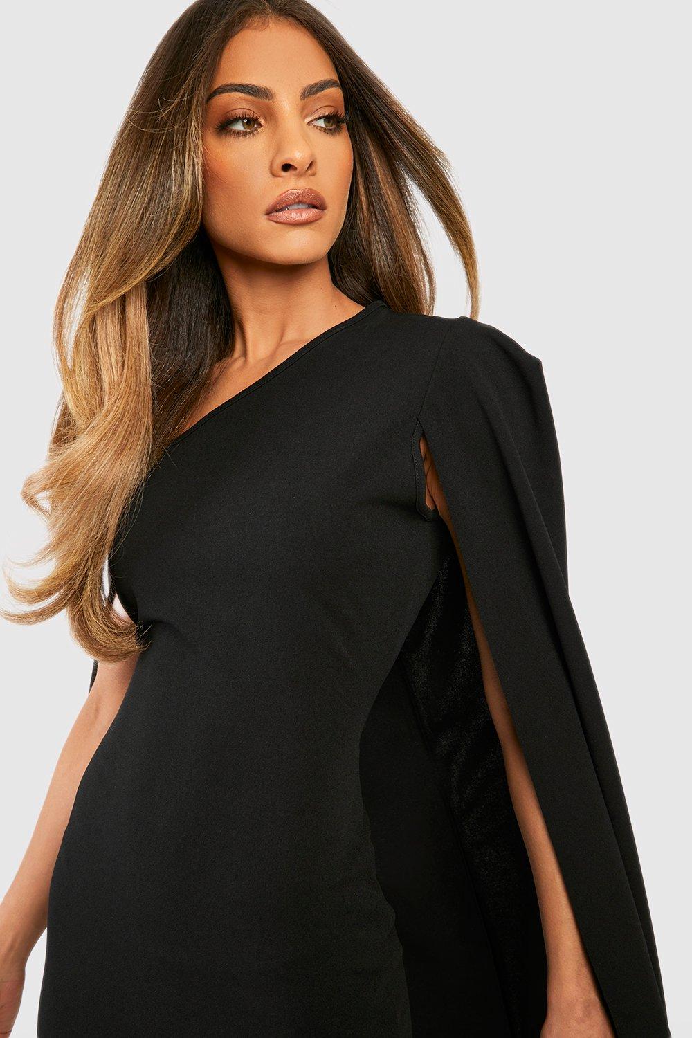 Black crepe shop dress with sleeves