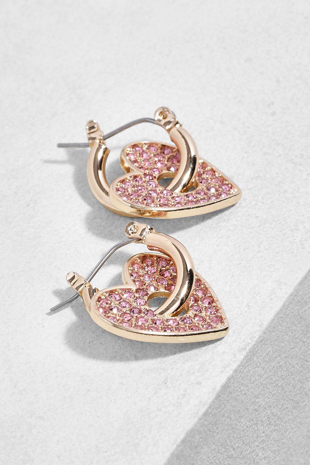 Pave hot sale heart earrings