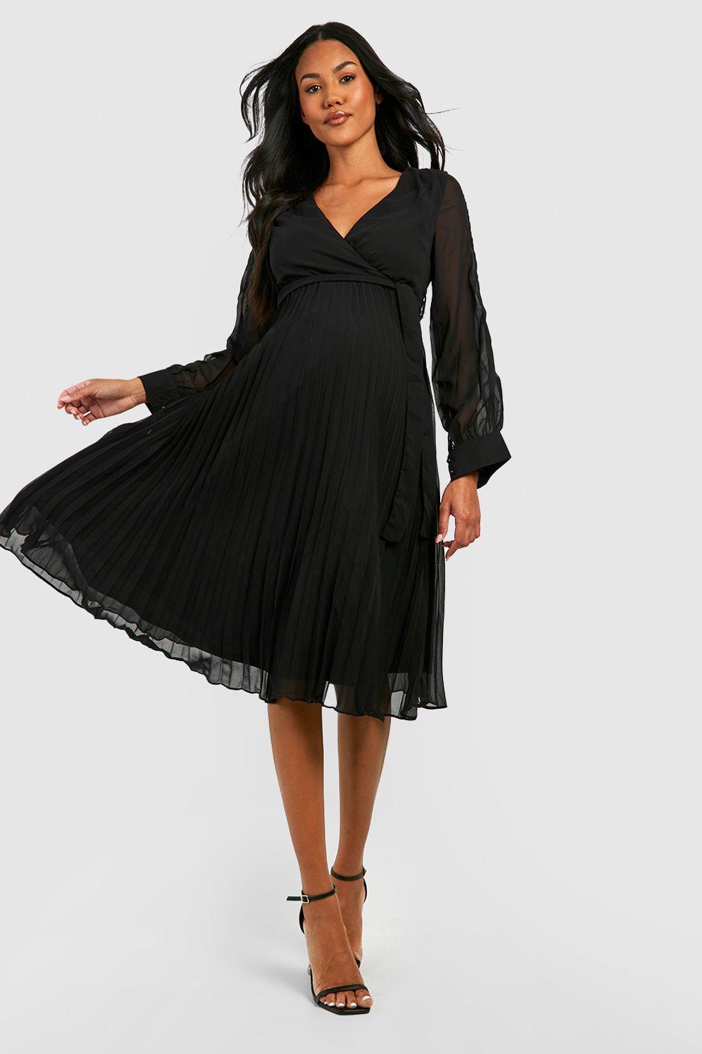 Boohoo black maternity discount dress