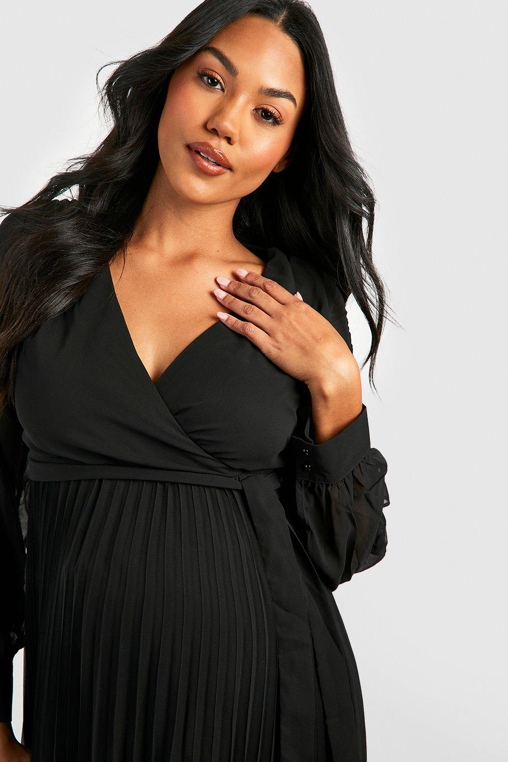 Boohoo black 2025 maternity dress