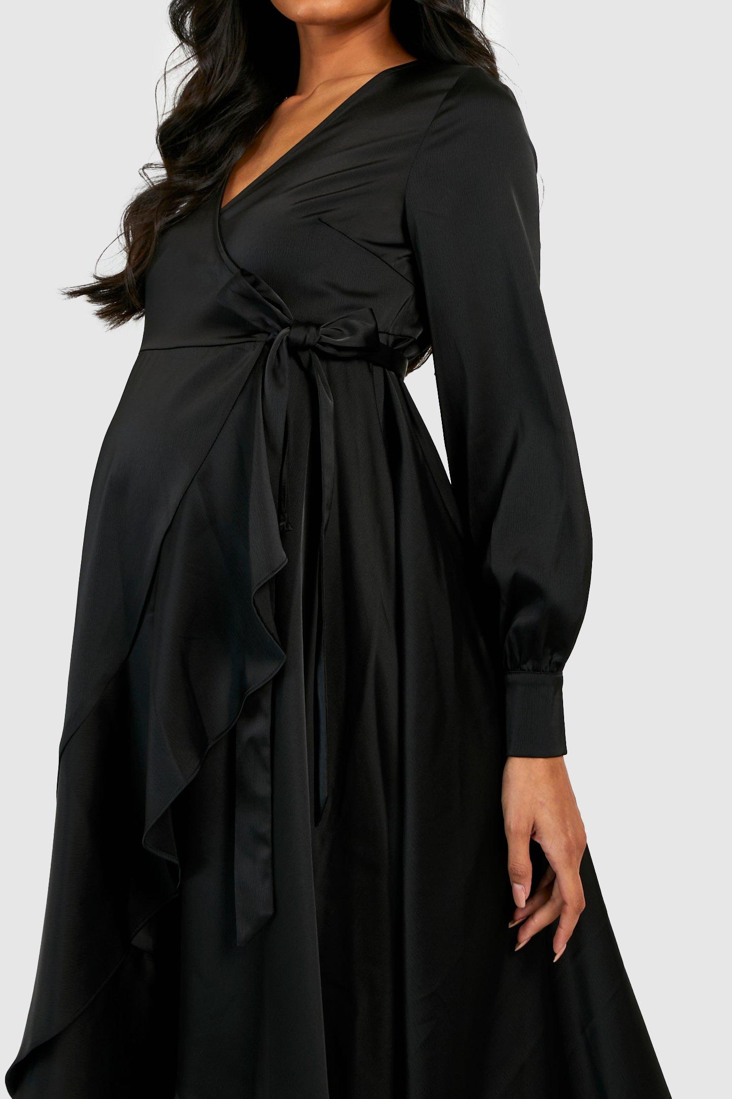 Maternit Robe de grossesse longue satin e volants