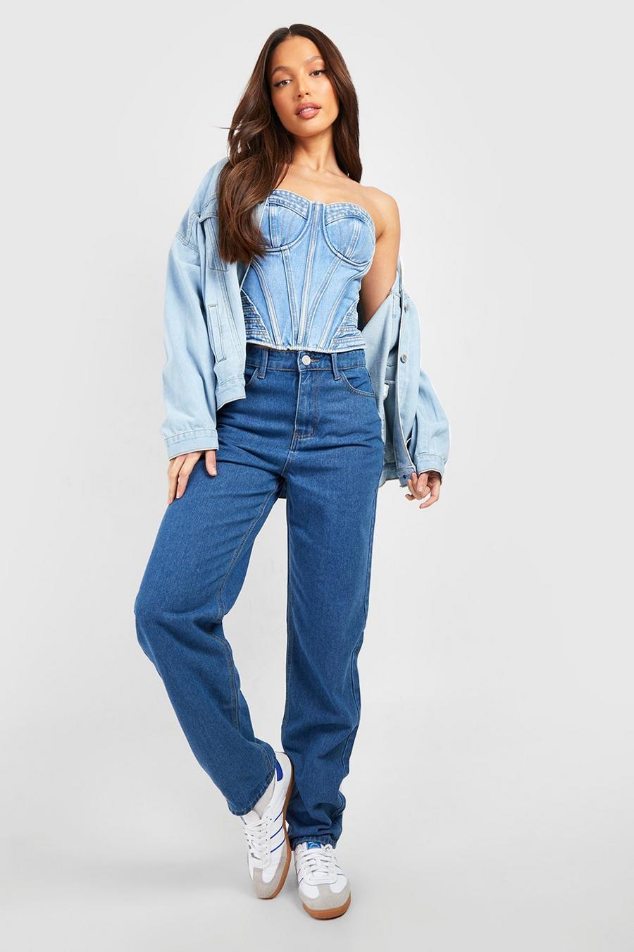 Mid blue Tall Baggy Mid Waist Jeans image number 1