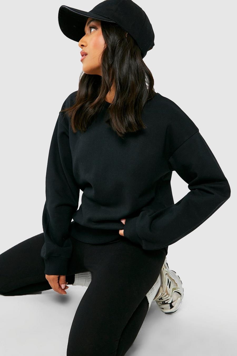 Petite Basic Sweatshirt & Leggings, Black image number 1