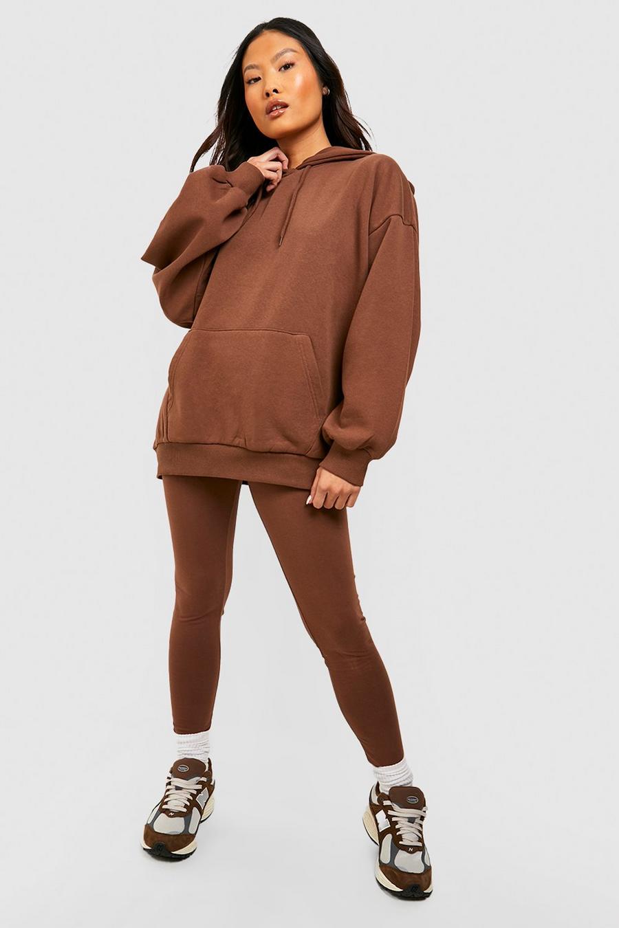 Petite Trainingsanzug aus Basic Hoodie & Leggings, Chocolate image number 1