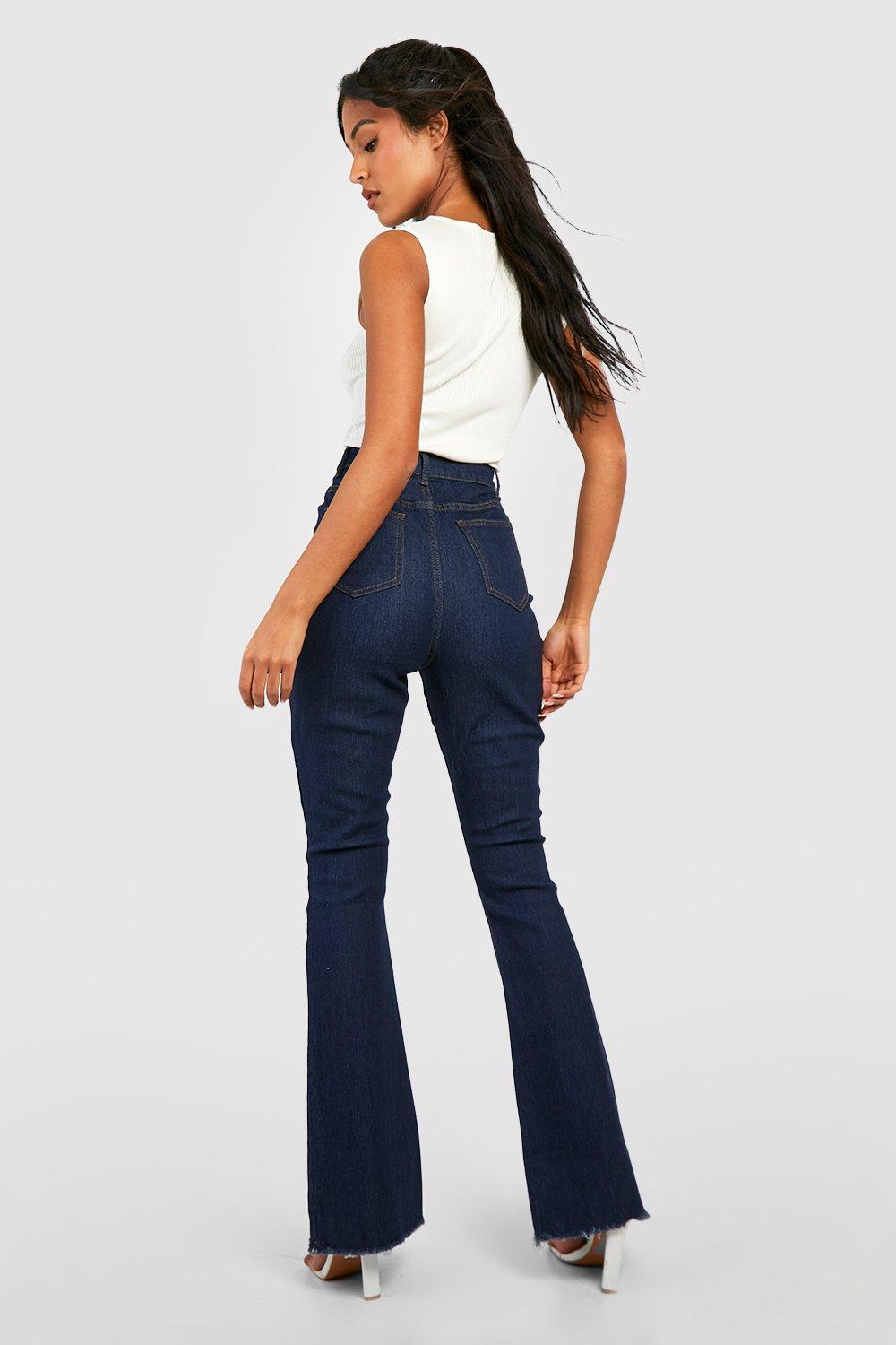 Tall High Waist Raw Hem Flared Jeans