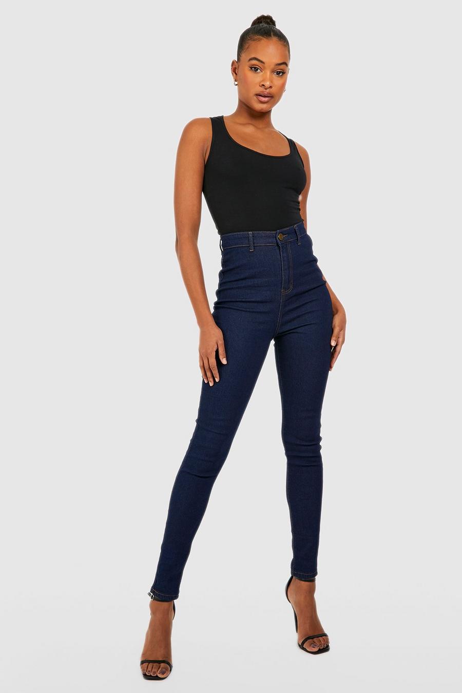 Dark wash Tall Basic High Waisted Skinny Jeans image number 1