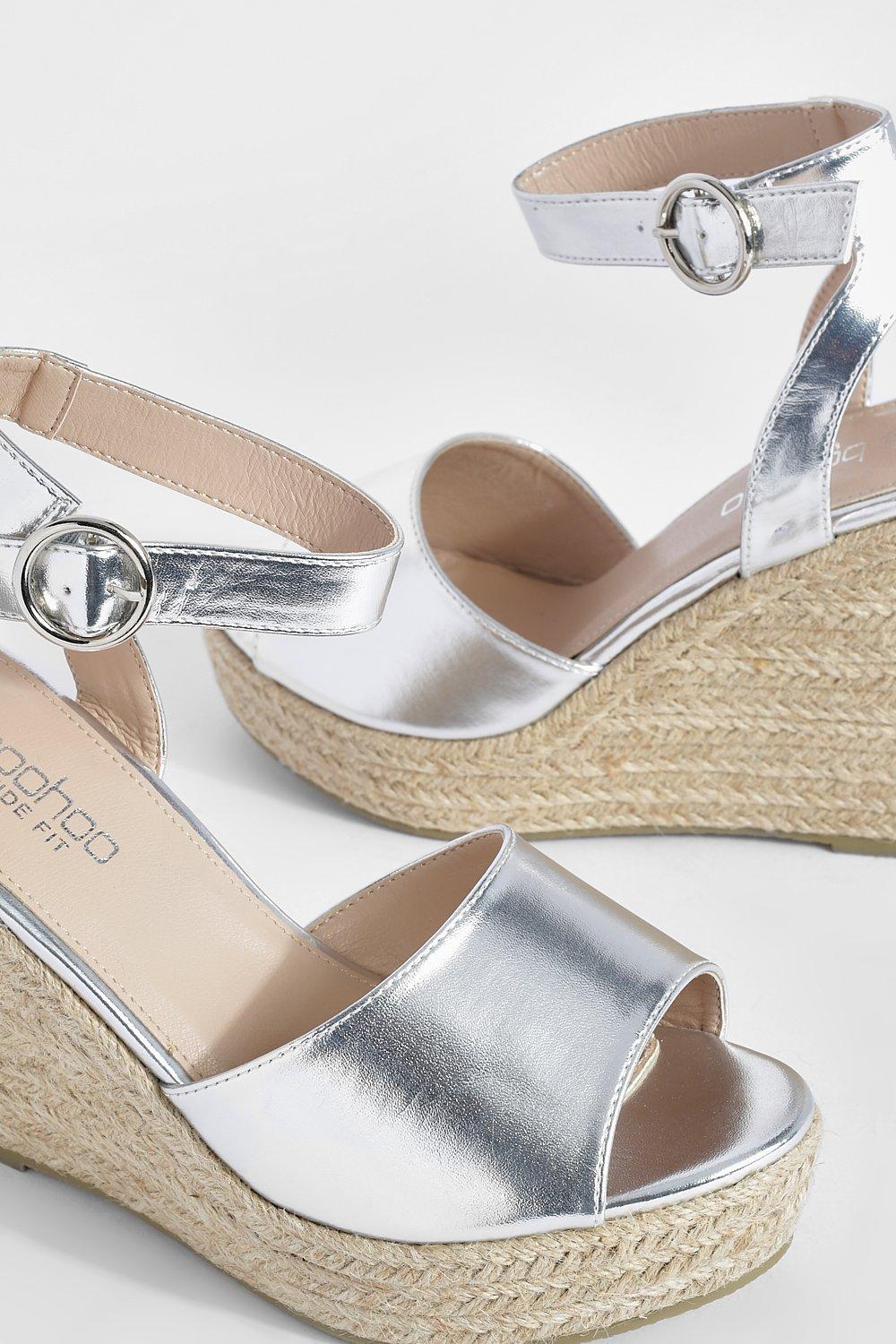 Silver cheap espadrille wedges