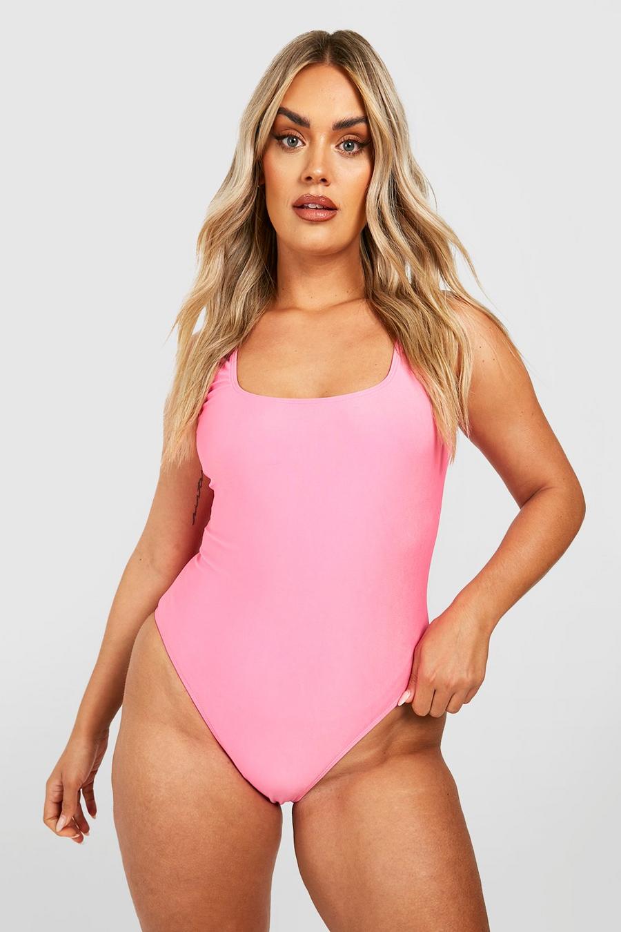 Pink Plus Essentials Square Neck Swimsuit image number 1