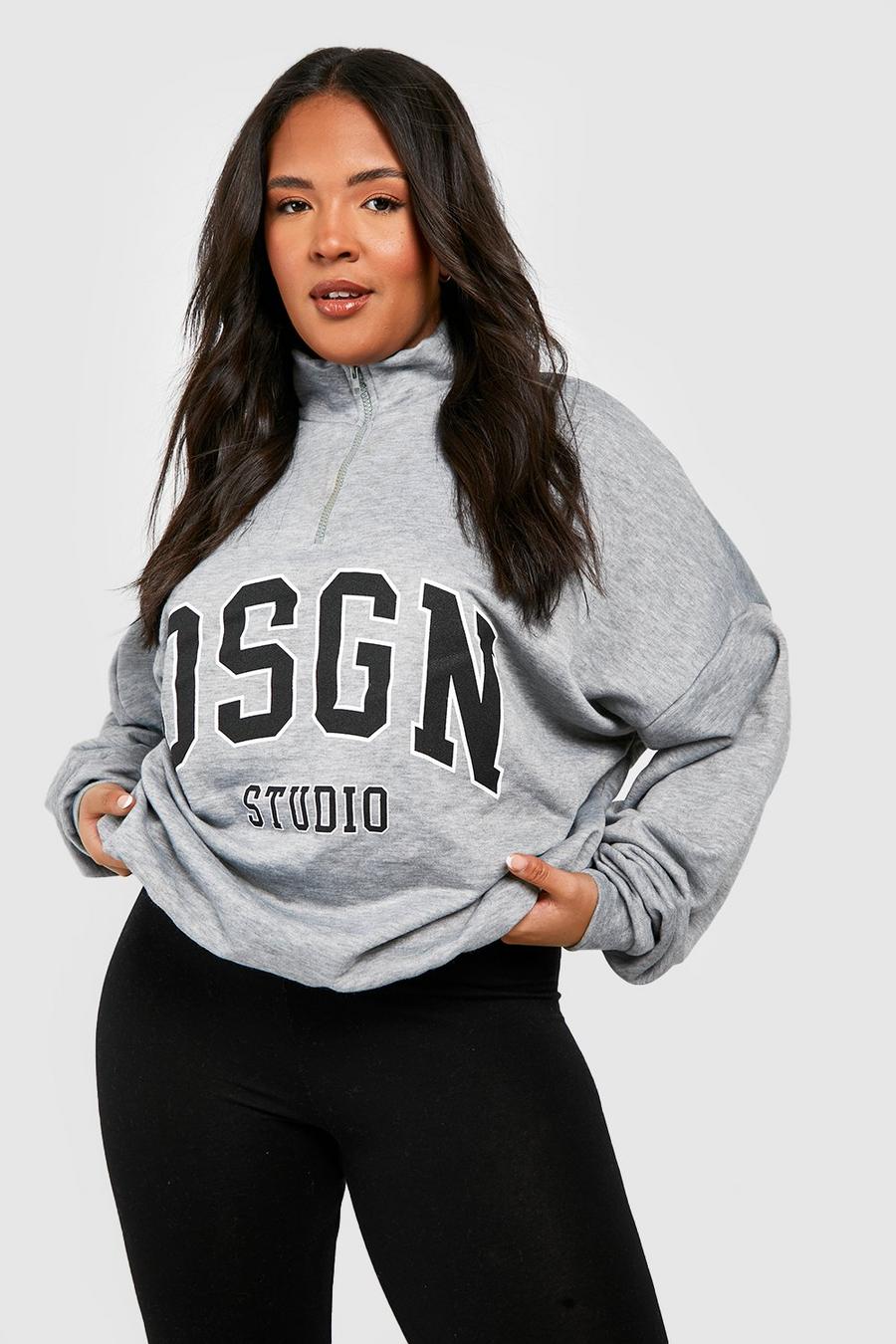 Grey marl Plus Dsgn Studio Half Zip Oversized Sweater image number 1