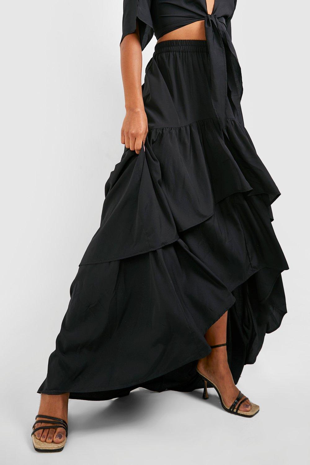 Ruffle store maxi skirt