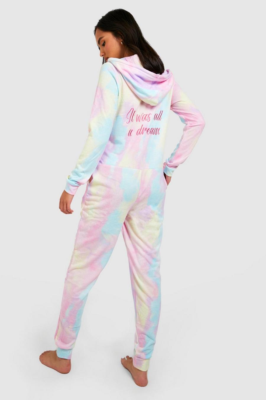 Pijama enterizo de borreguito con desteñido anudado, Multi multicolor