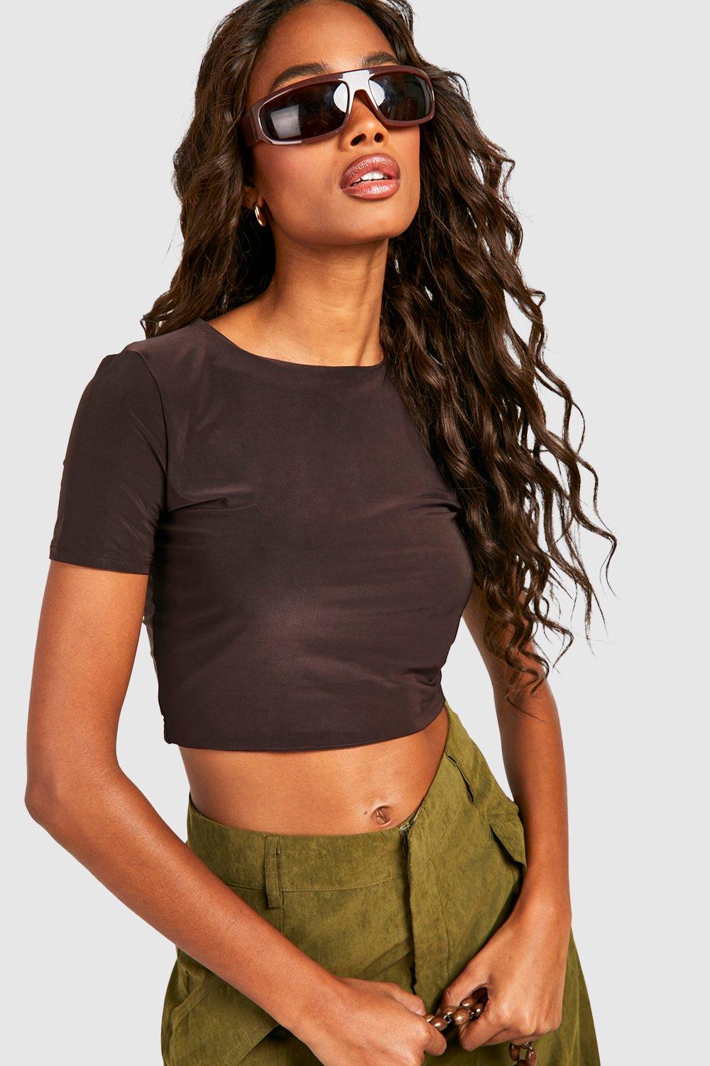 Slinky Basic Short Sleeve Crop Top