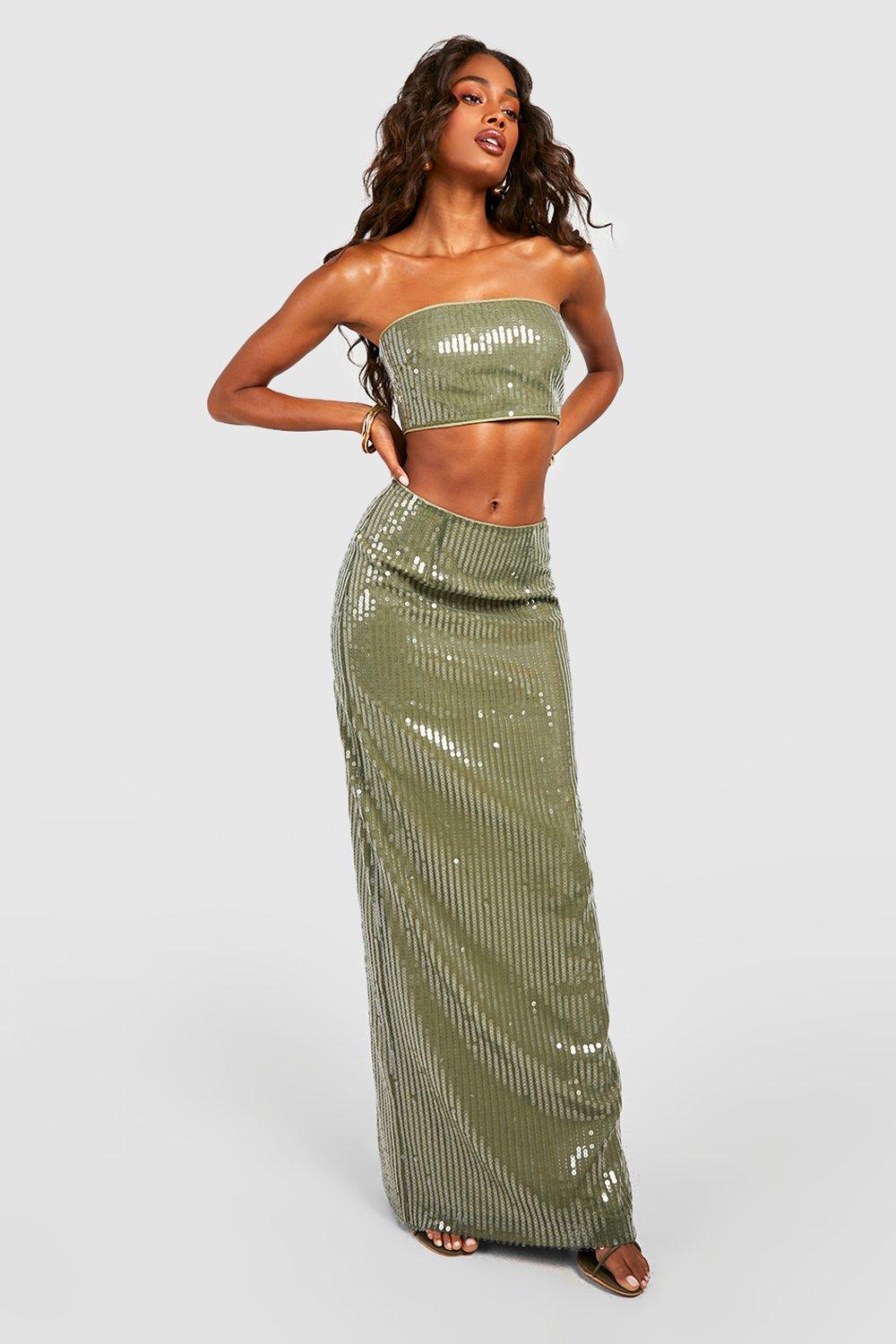 Green maxi shop sequin skirt