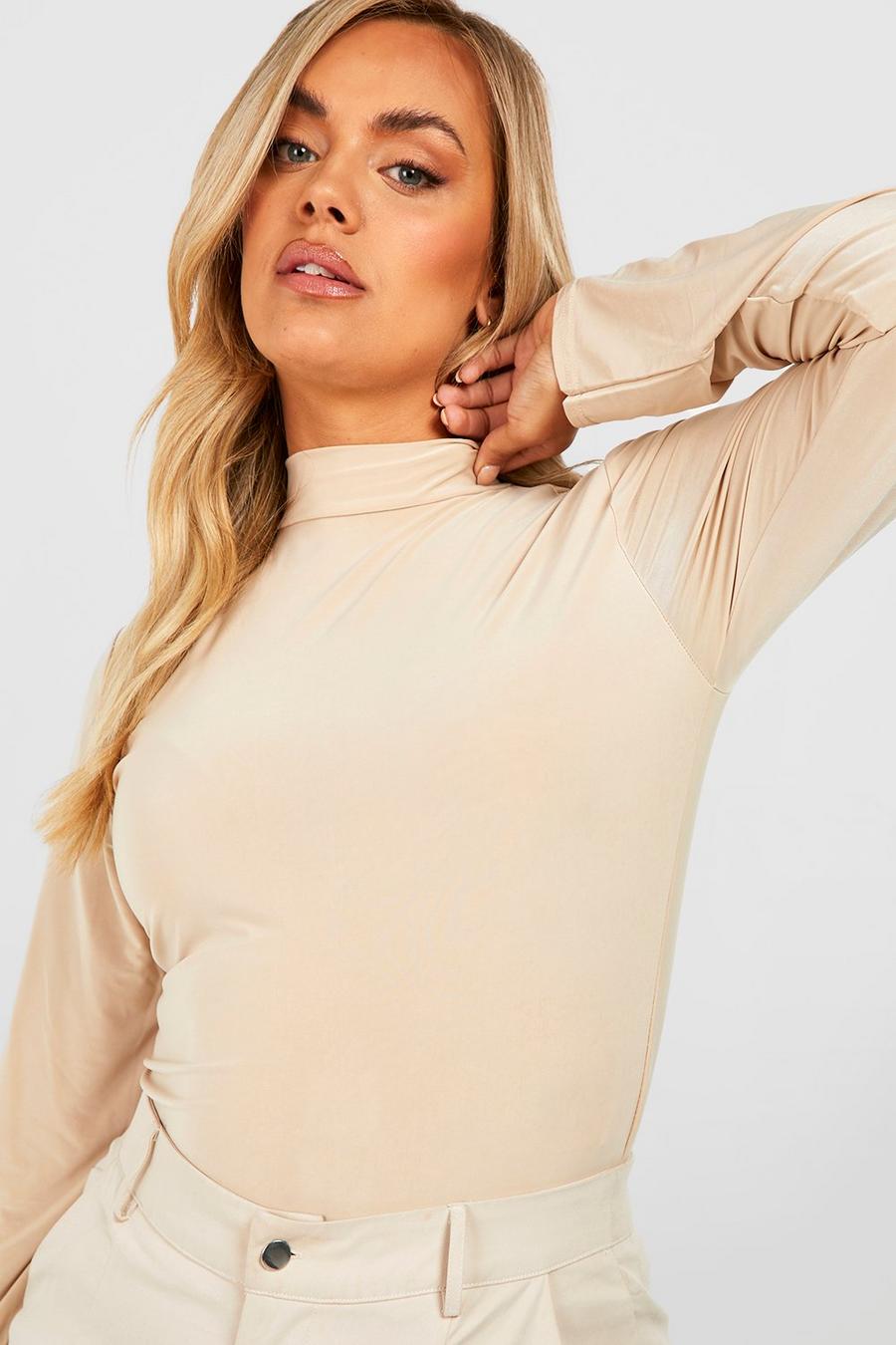 Stone Plus Double Layer High Neck Long Sleeve Top image number 1