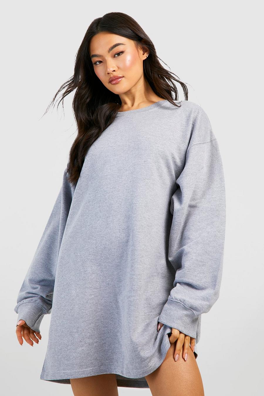 Basic Oversize Sweatshirt-Kleid, Grey marl image number 1