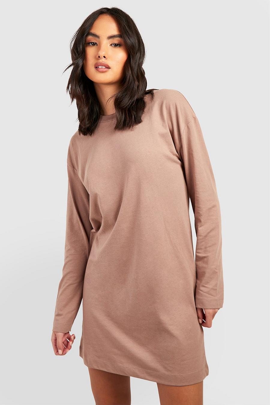 Mink beige Drop Shoulder Sweatshirt Dress image number 1