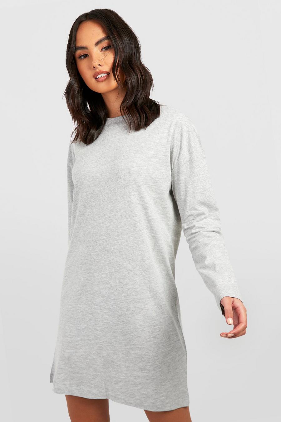 Grey Sweatshirtklänning med låg axelsöm image number 1