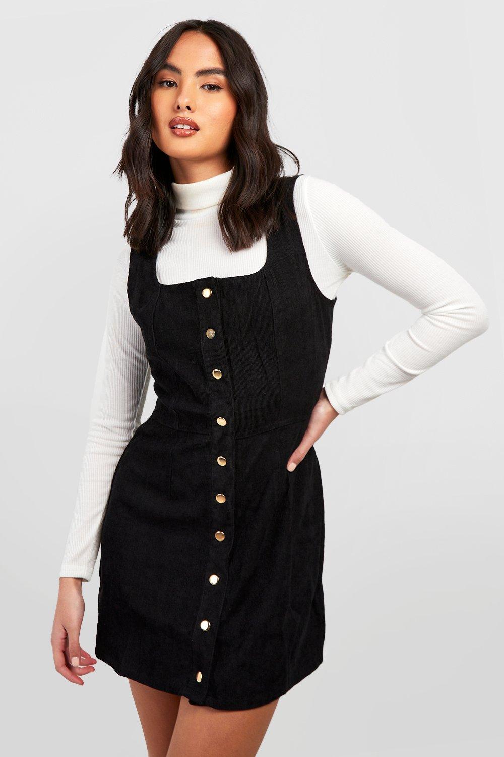 Button front pinafore store dress