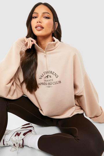 Tall Ski Club Half Zip Sweatshirt stone