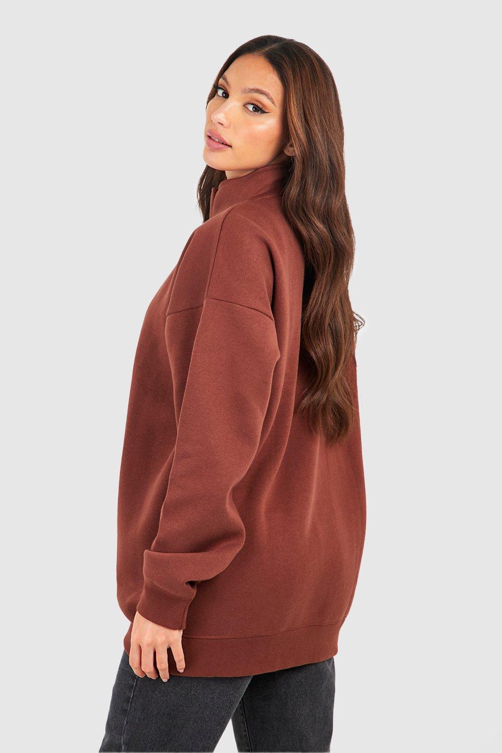 Oversized sweater with discount zipper