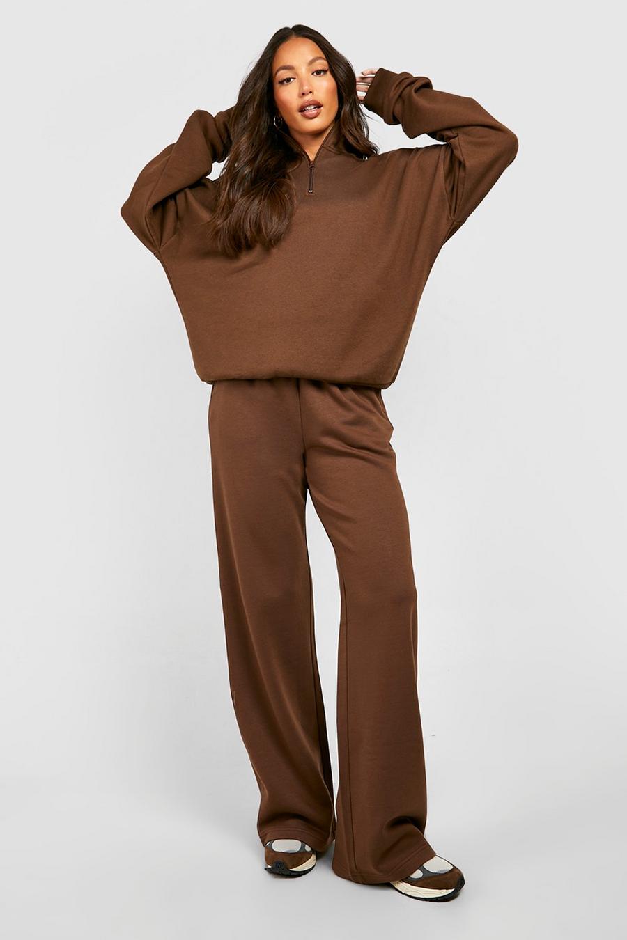 Tall Basic Jogginghose mit weitem Bein, Chocolate brown