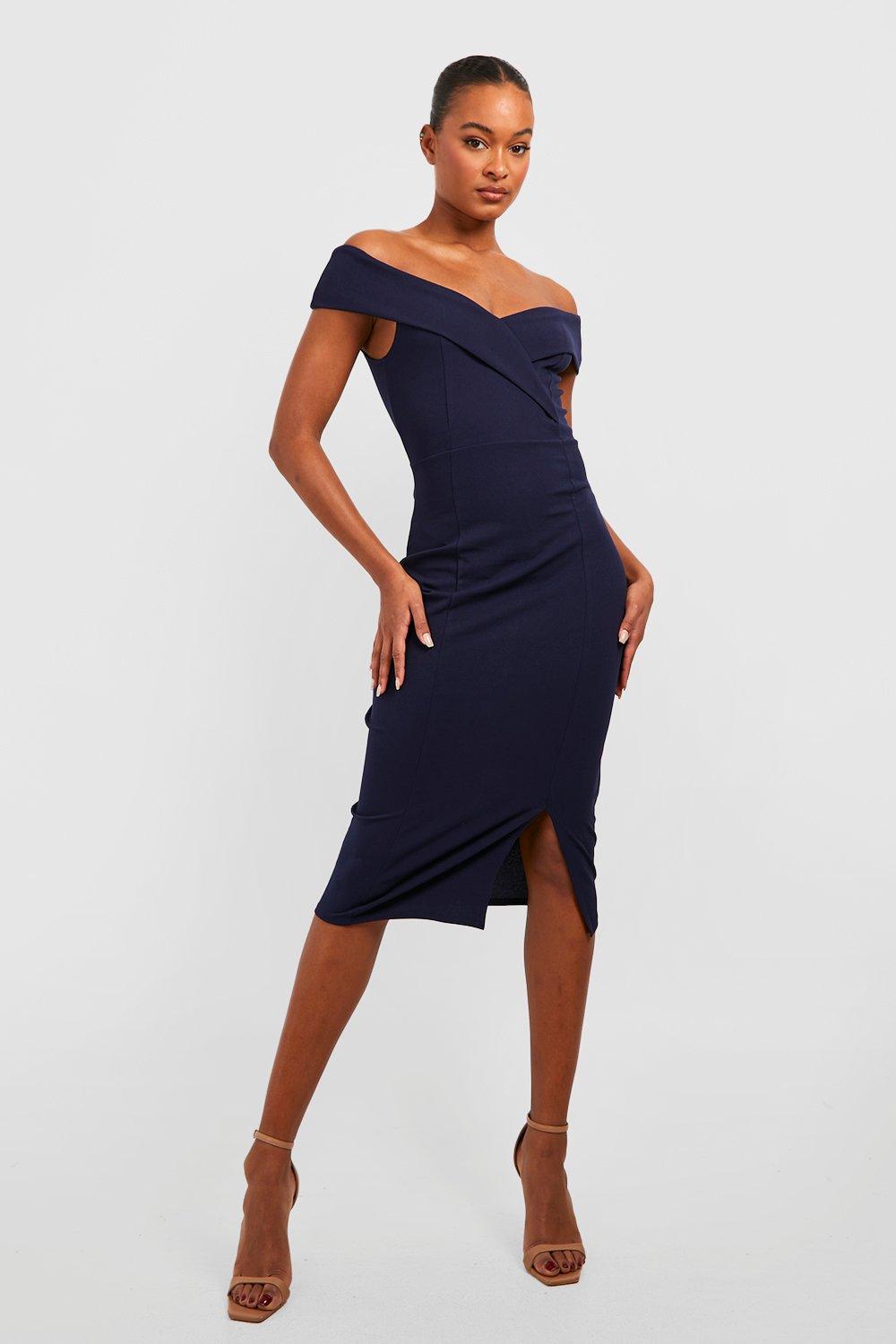 Off the shoulder navy hotsell midi dress