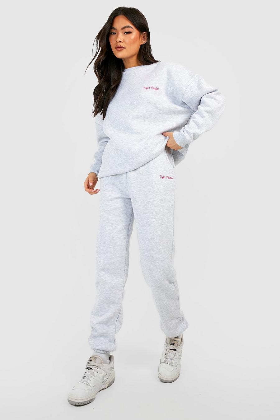 Ash grey Dsgn Studio Embroidered Sweater Tracksuit 