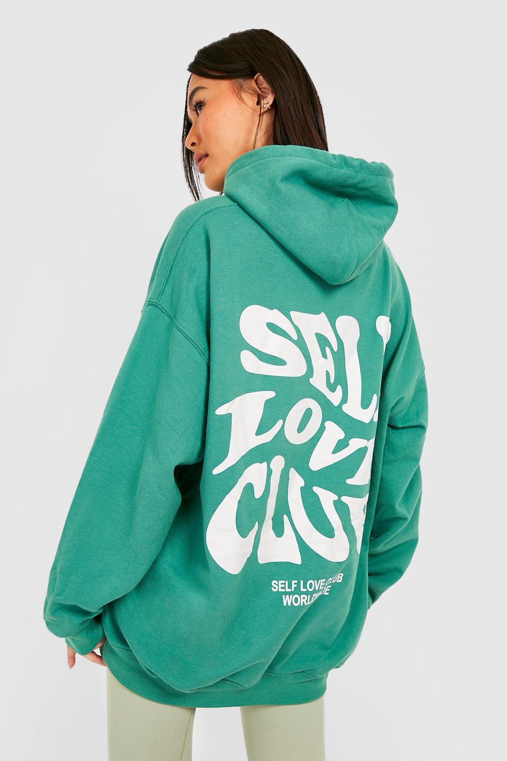 Self Love Club Slogan Oversized Hoodie