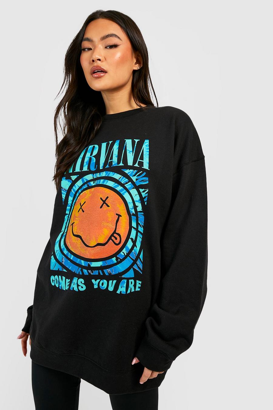 Black svart Nirvana Oversized hoodie image number 1