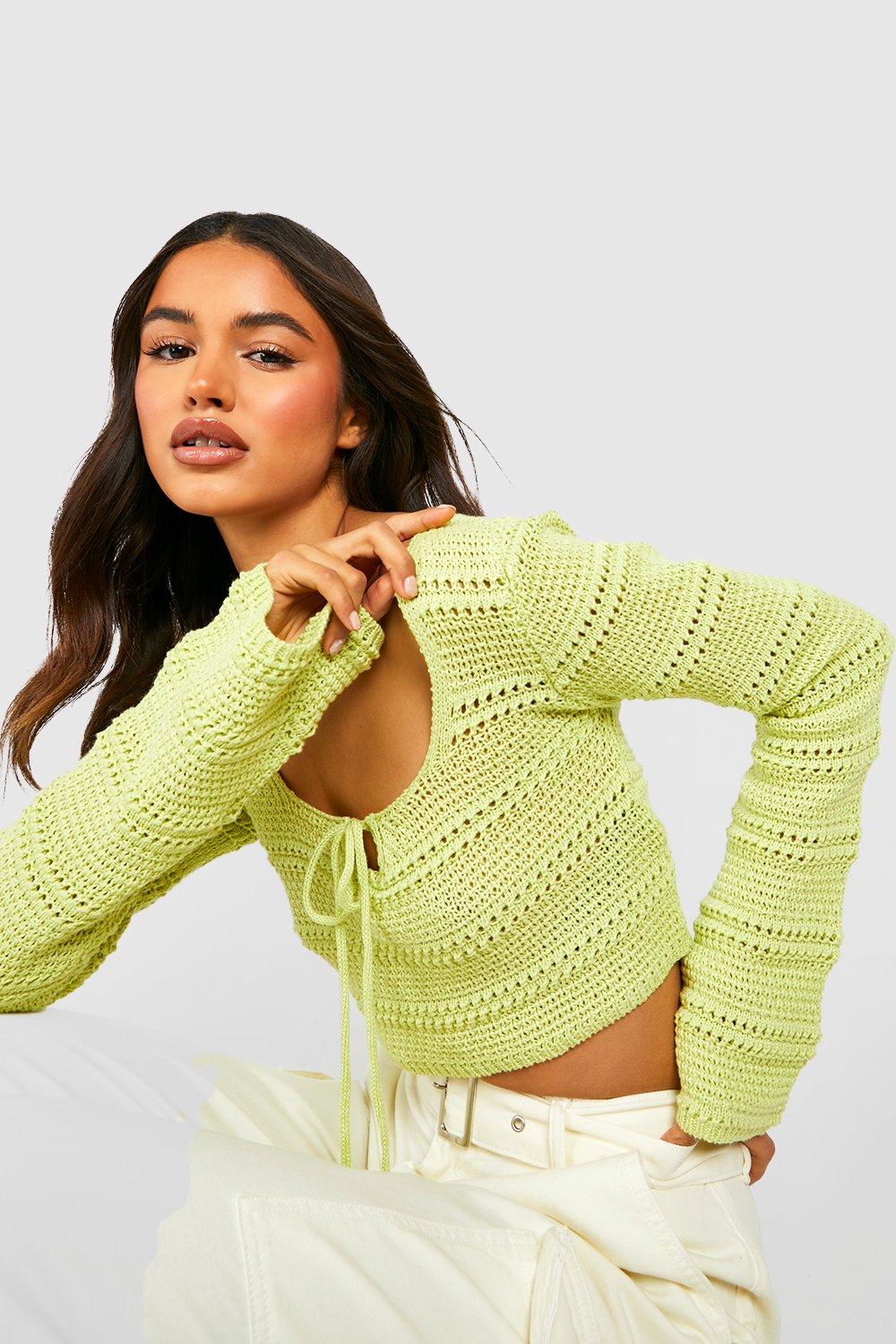 Lime green crochet hot sale top