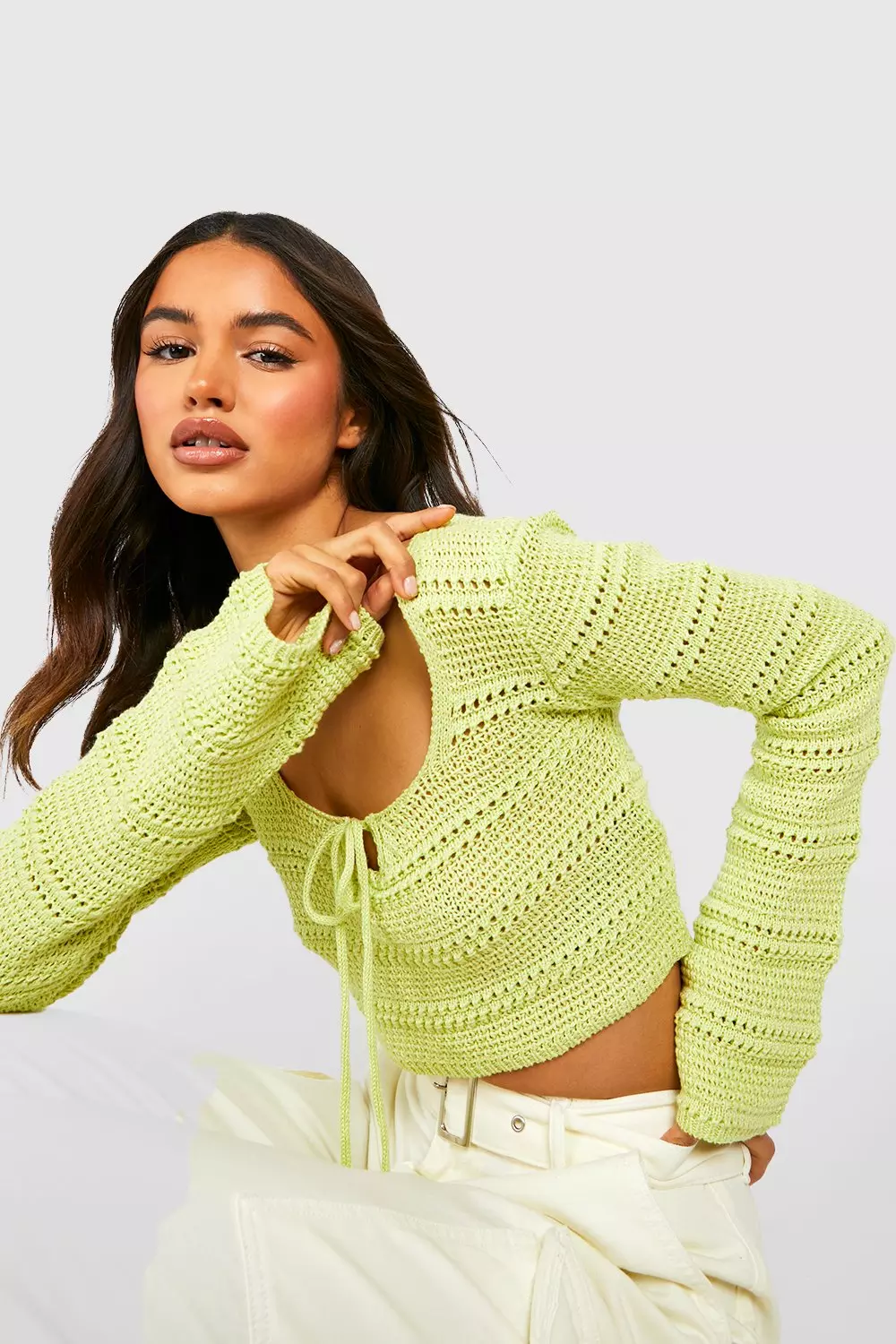 Lime green crochet top online