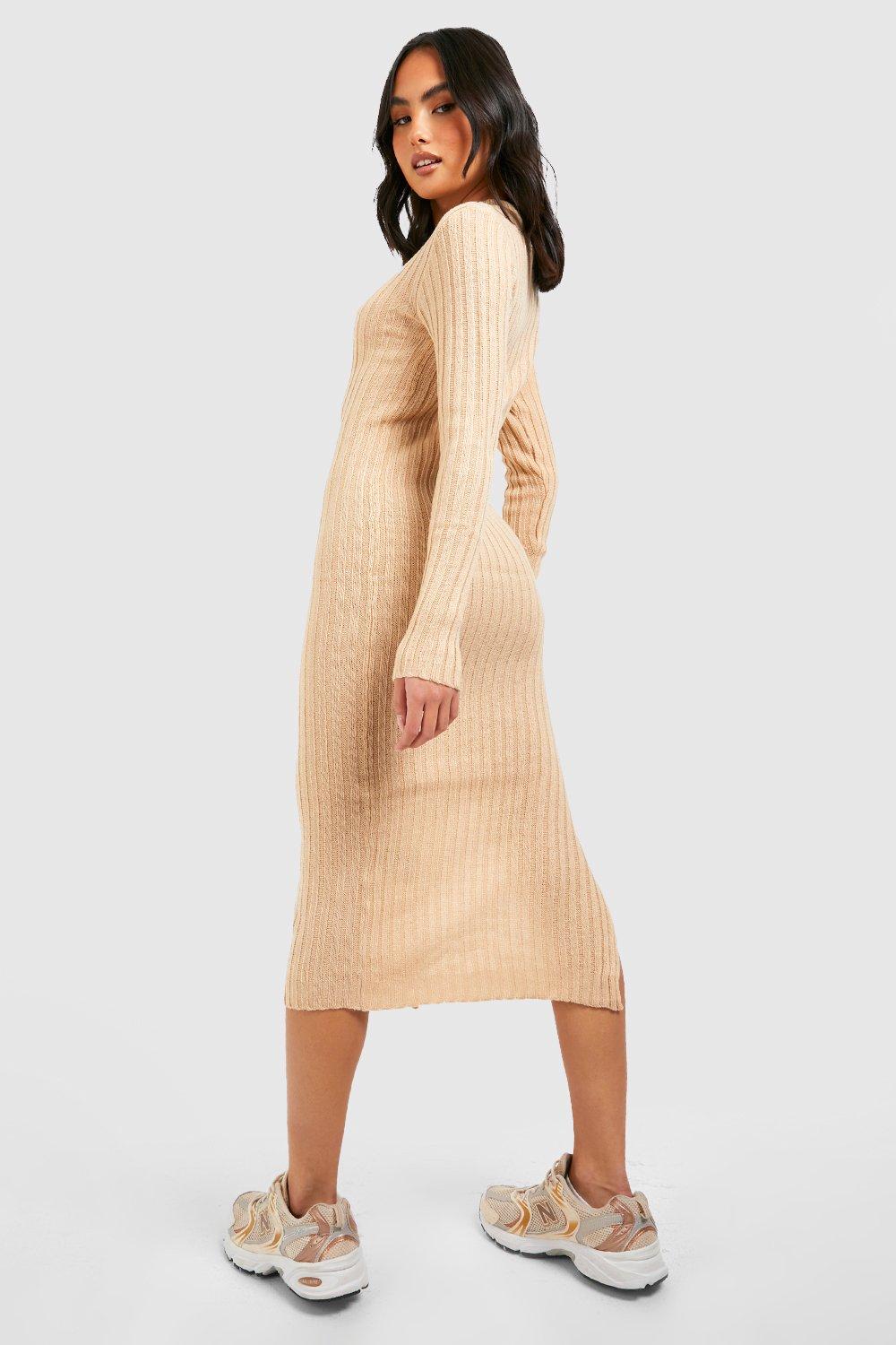 Knitted side split outlet dress