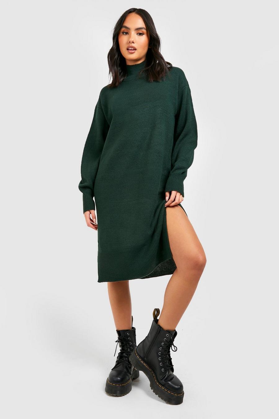 Green Turtleneck Sweater Dress image number 1