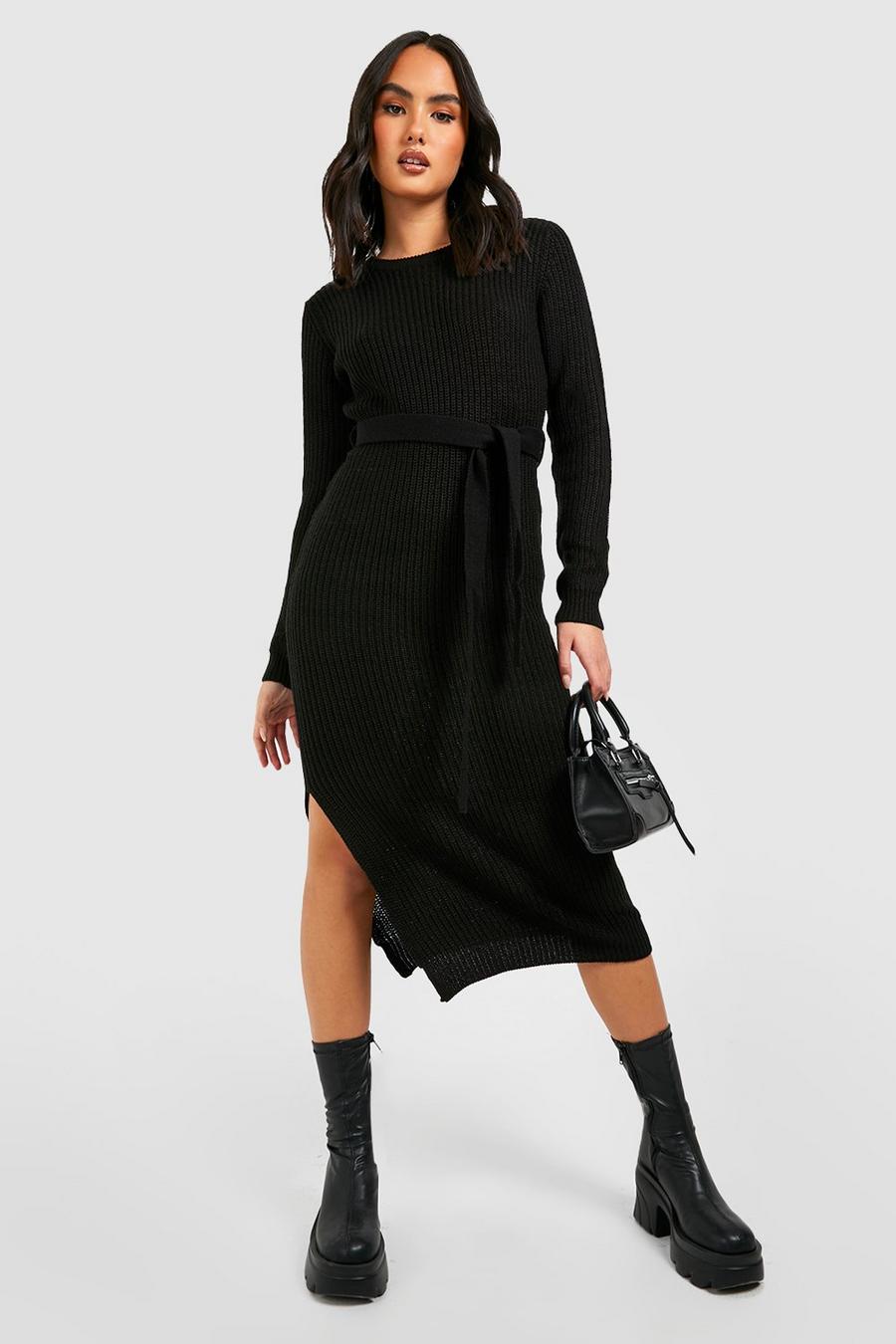 Black Basic Sweater Dress image number 1