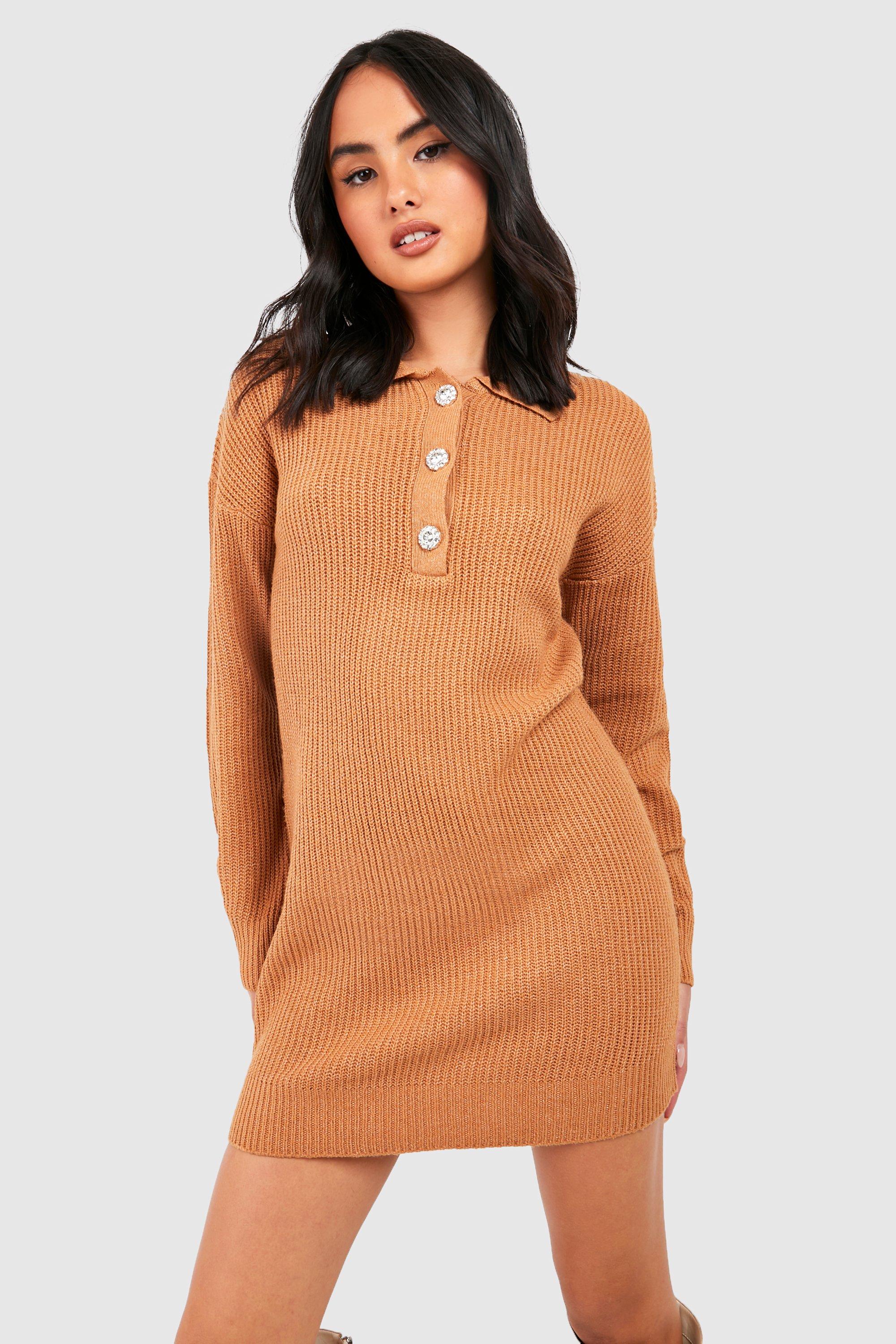 Jewel Button Jumper Dress boohoo FI