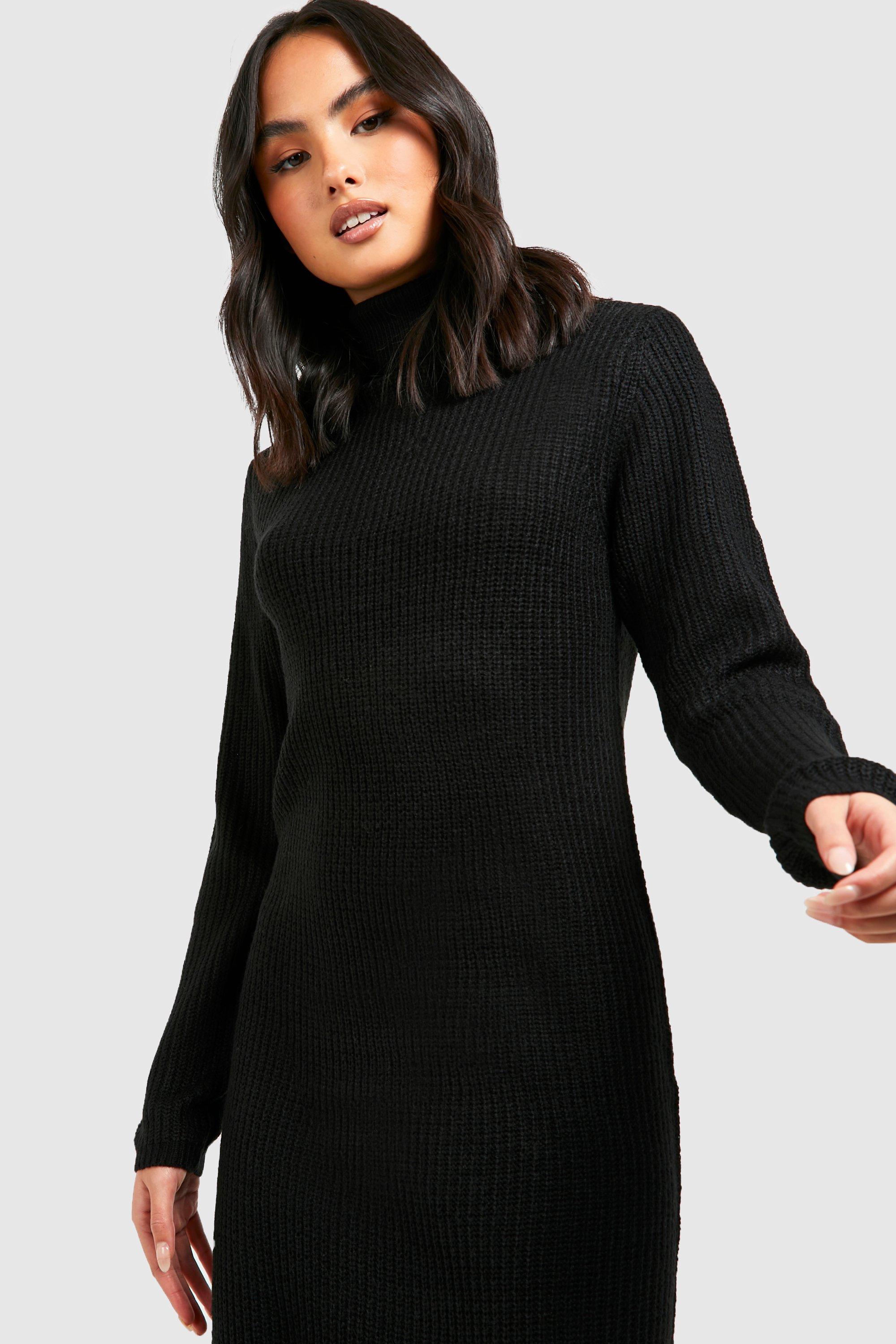 Boohoo Women s Basic Roll Neck Midaxi Knitted Dress Black