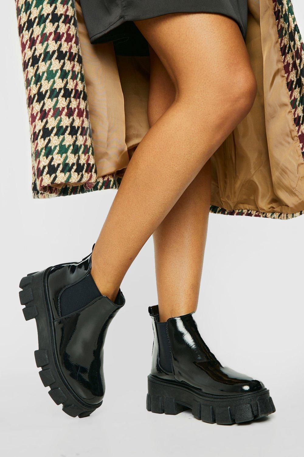 Chunky patent chelsea clearance boots