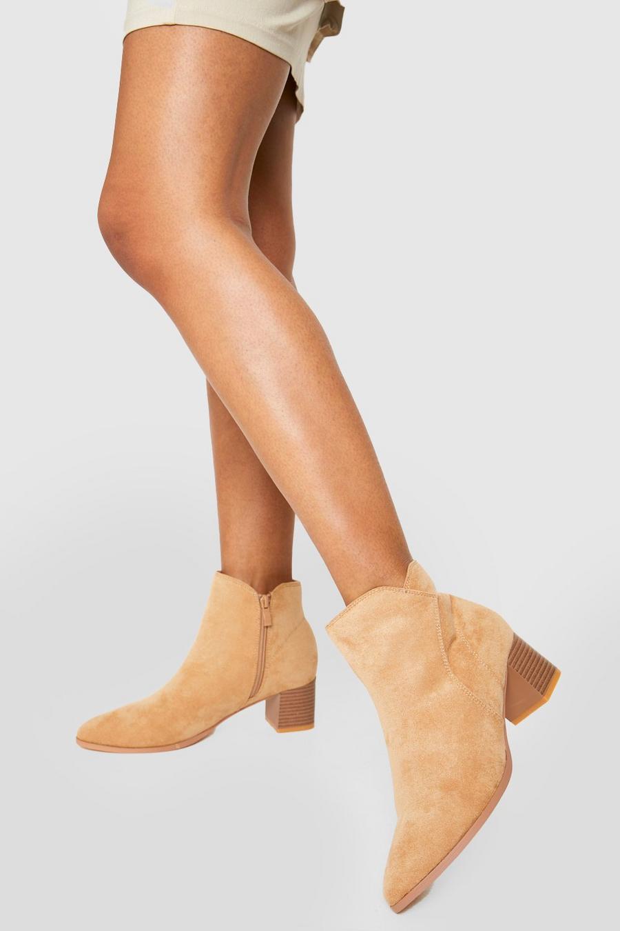 Sand Casual Cowboy Western Detail Ankle Boots image number 1