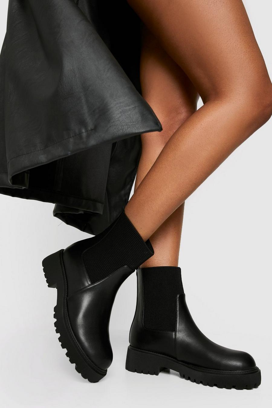 Black Split Sole Chunky Chelsea Boots image number 1