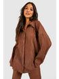 Chocolate Textured Plisse Oversized Relaxed Fit Shirt