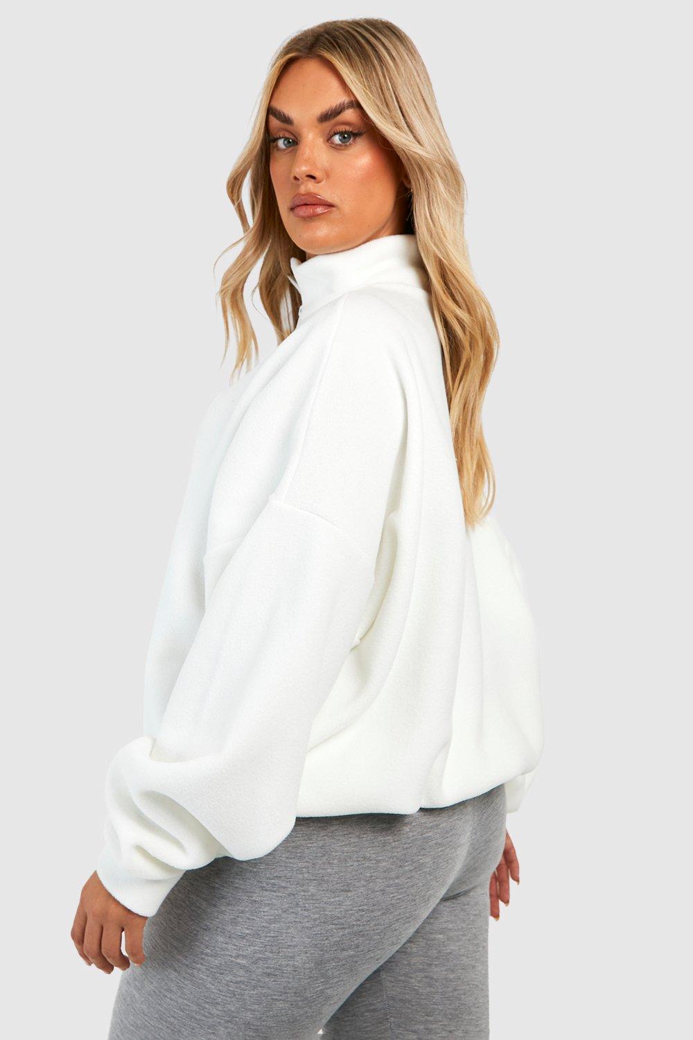 Plus Borg Half Zip Oversized Sweater