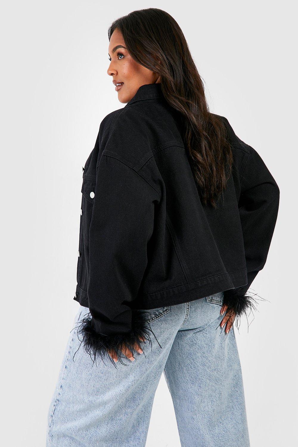 Black oversized best sale ripped denim jacket