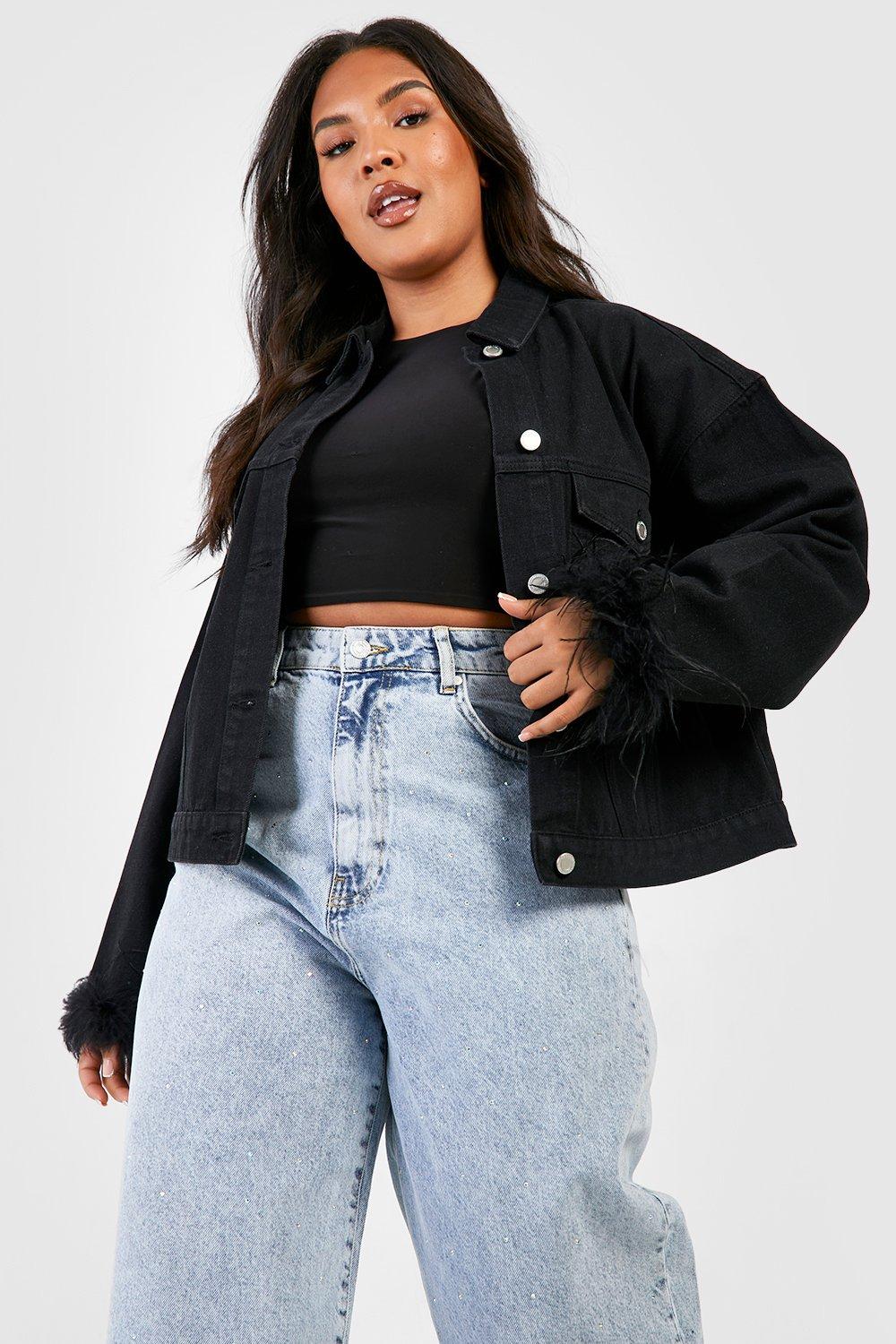 Cropped denim jacket store boohoo