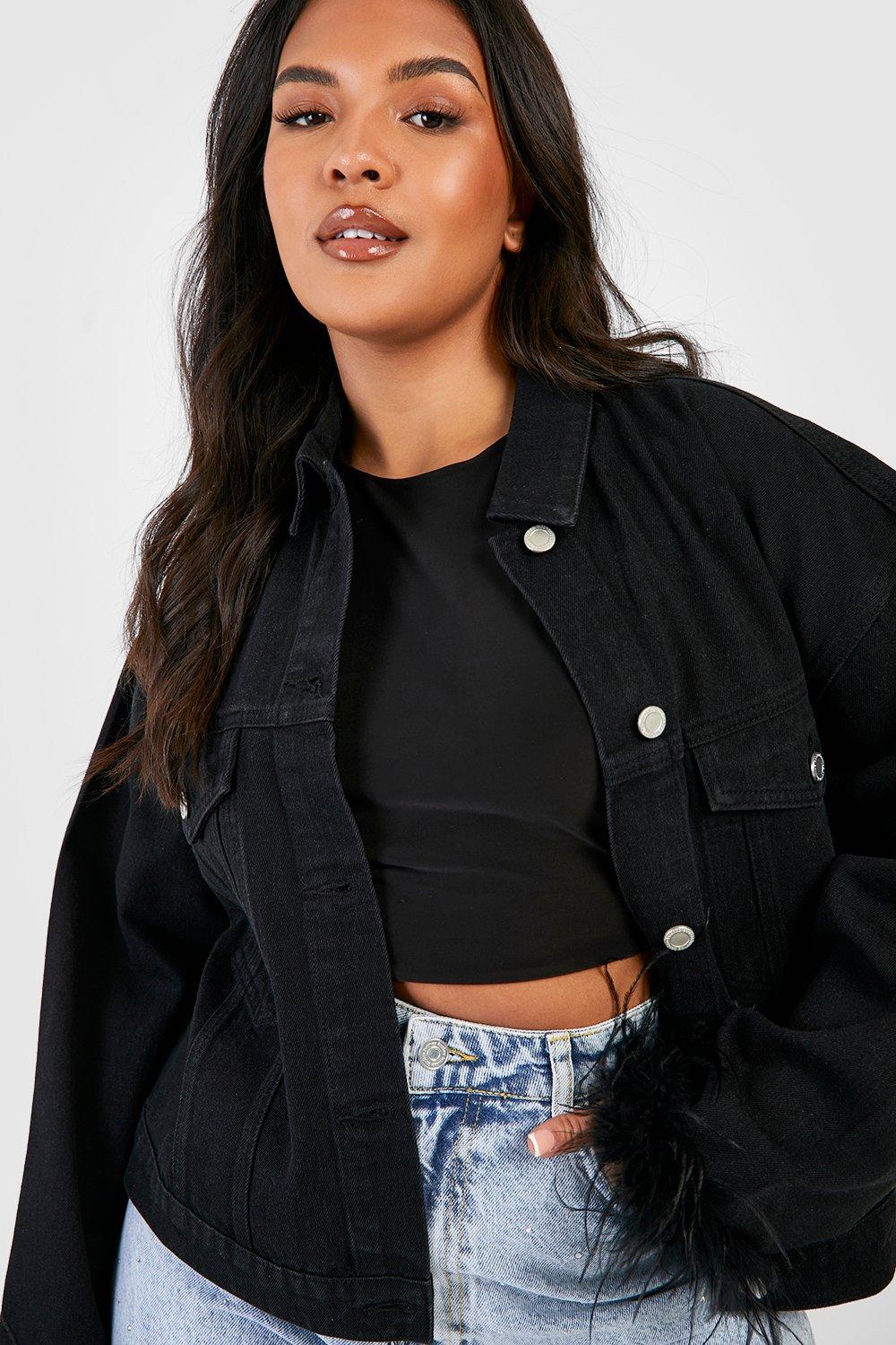 Oversized short sale denim jacket