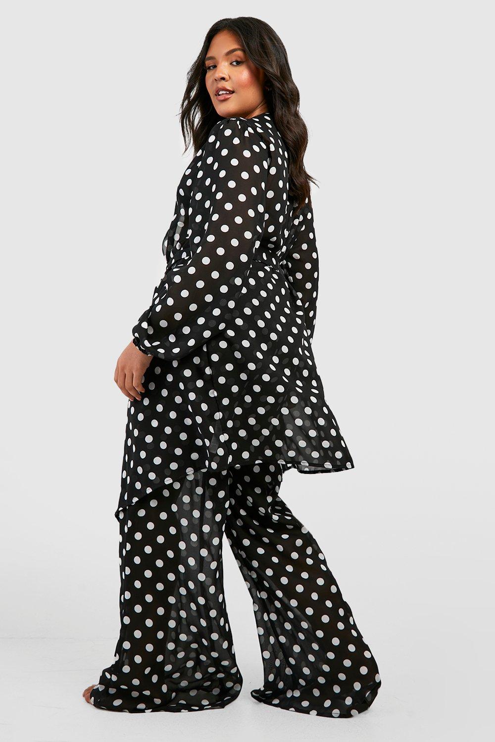 Boohoo polka dot trousers shop