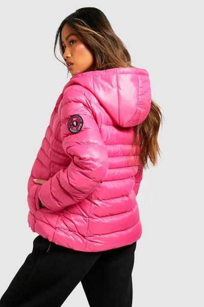 boohoo pink Hooded Puffer Jacket