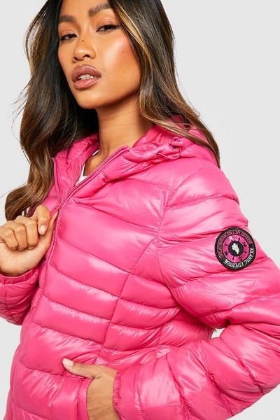 boohoo pink Hooded Puffer Jacket
