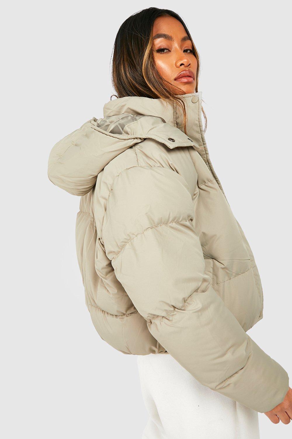 Brave Soul bunny hooded puffer jacket in sage