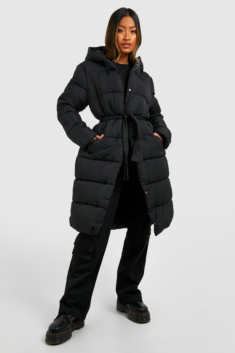 Belted Longline Puffer Jacket boohoo NO