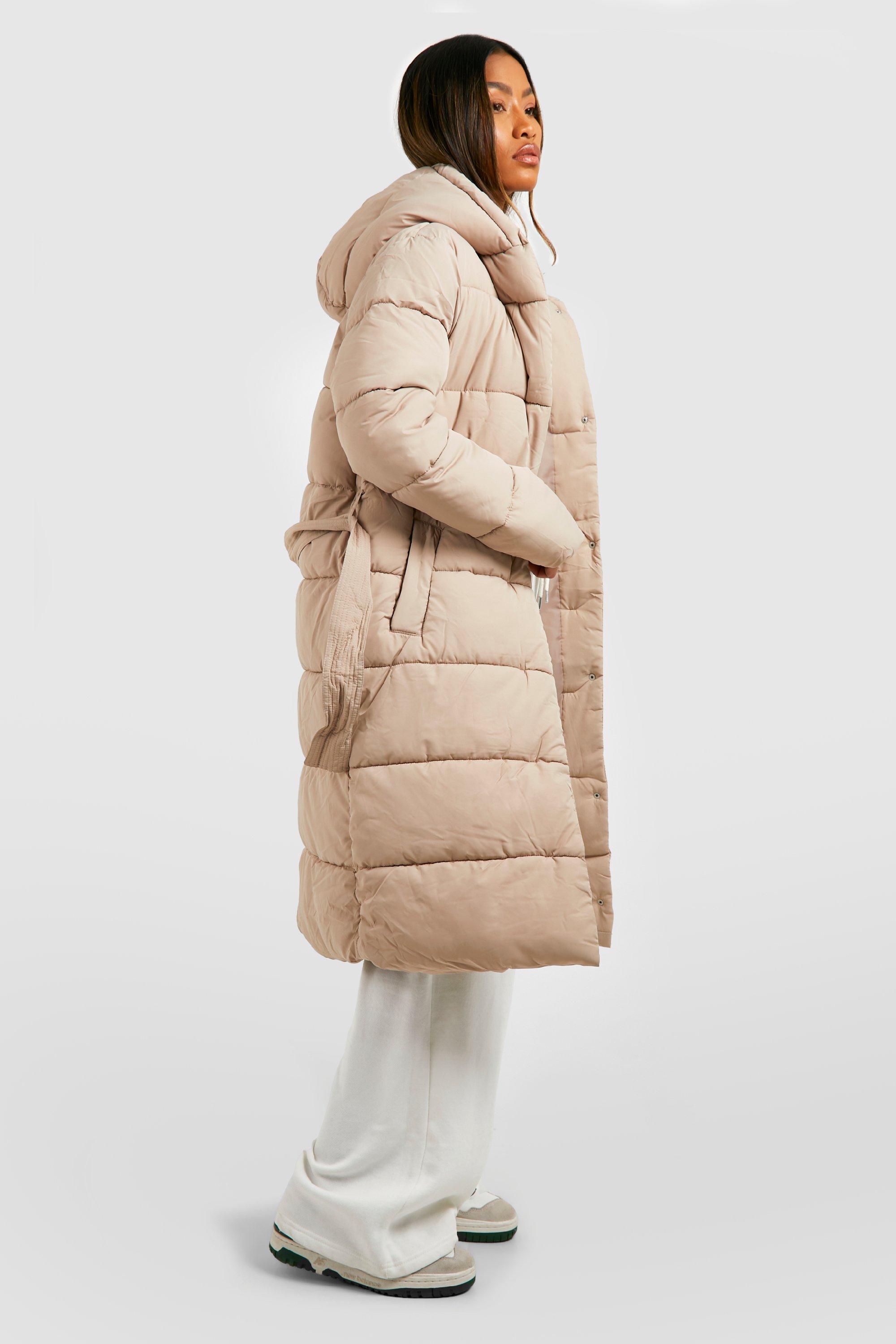 Beige puffer jacket long online